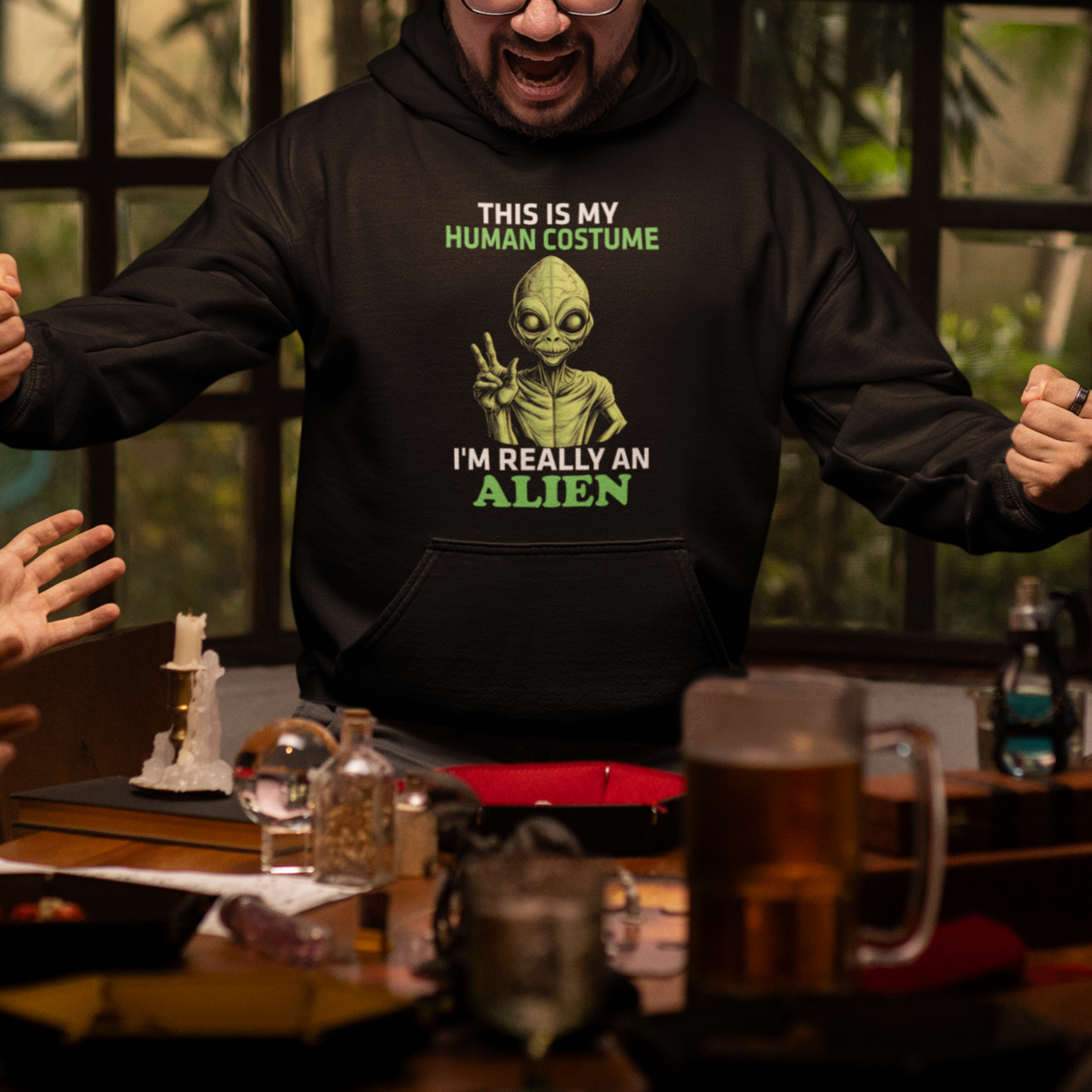 Alien Costume Hoodie This Is My Human Costume I'm Really Weird Weirdo - Wonder Print Shop