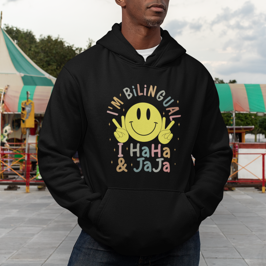 Funny Bilingual Hoodie Spanish Teacher Maestra I'm BilingualI Haha and Jaja Hispanic Heritage Month - Wonder Print Shop
