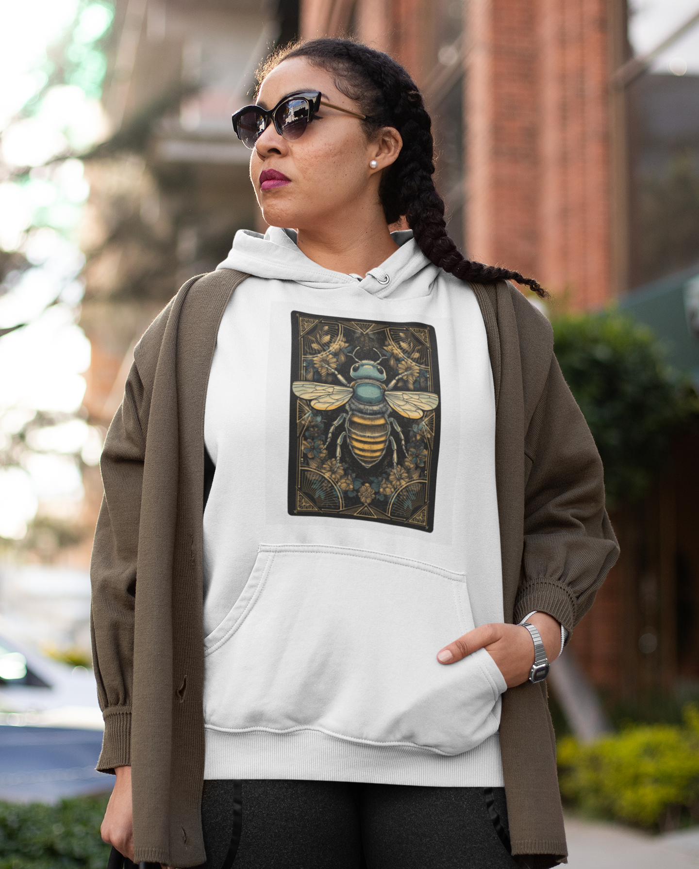 Dark Academia Spiritual Bumble Bee Tarot Card Hoodie - Wonder Print Shop