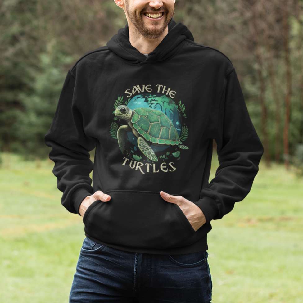 Earth Day Hoodie Save The Turtles Ocean Day Crisis Environmental Activism - Wonder Print Shop