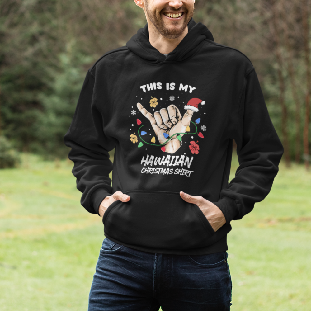This Is My Hawaiian Christmas Shirt Tropical Xmas Hawaii Shaka Hoodie - Wonder Print Shop