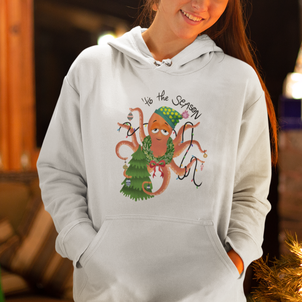 Octopus Tis The Season Christmas Tree Hoodie - Wonder Print Shop
