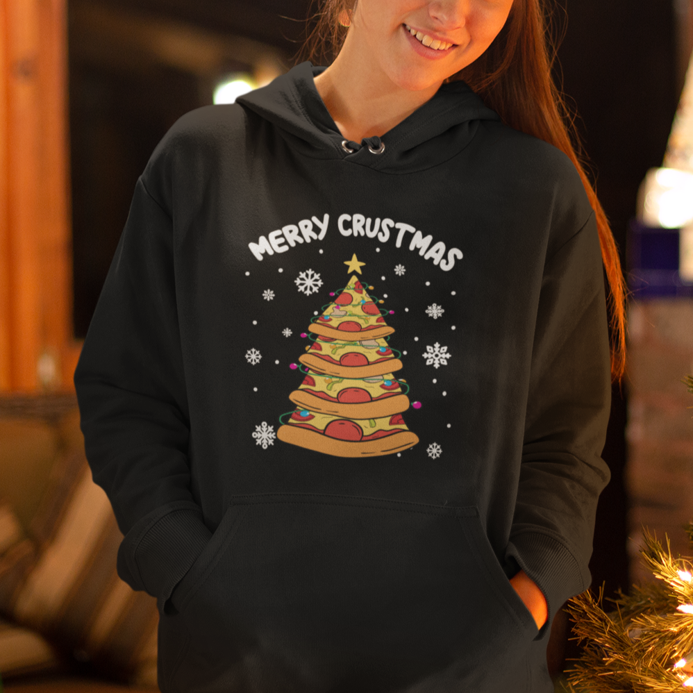 Merry Crustmas Pizza Christmas Tree Xmas Hoodie - Wonder Print Shop