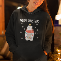 Polar Bear Christmas Tree Costume Red Scarf Merry Christmas Hoodie - Wonder Print Shop