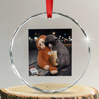 Punch Mokey Crystal Glass Ornament Funny Drinking Diet Coke Sunglasses Street Meme