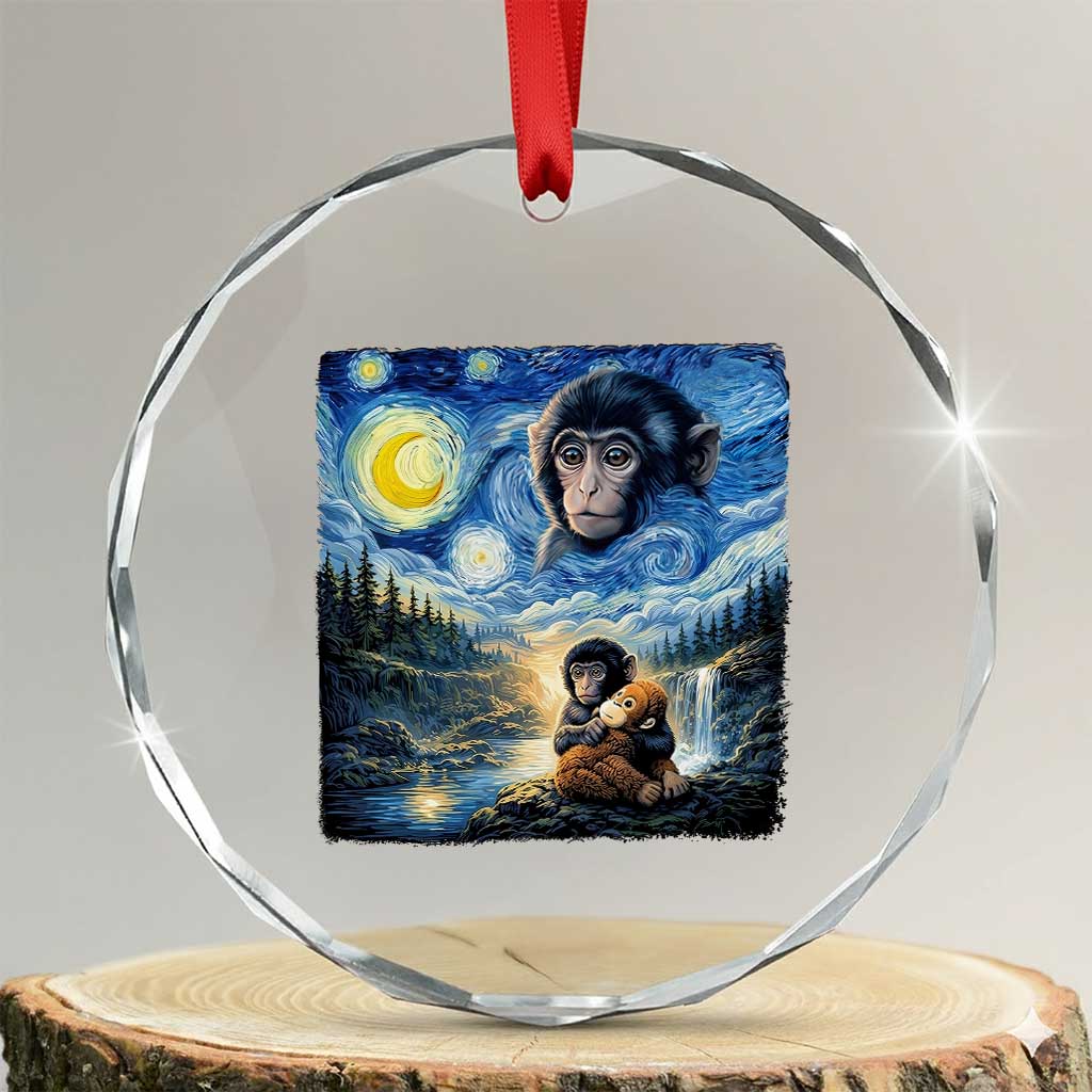 Punch Mokey Crystal Glass Ornament Viral Baby Monkey Starry Night Van Gogh