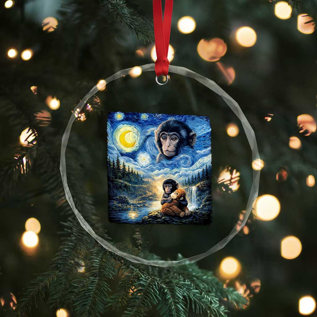 Punch Mokey Crystal Glass Ornament Viral Baby Monkey Starry Night Van Gogh