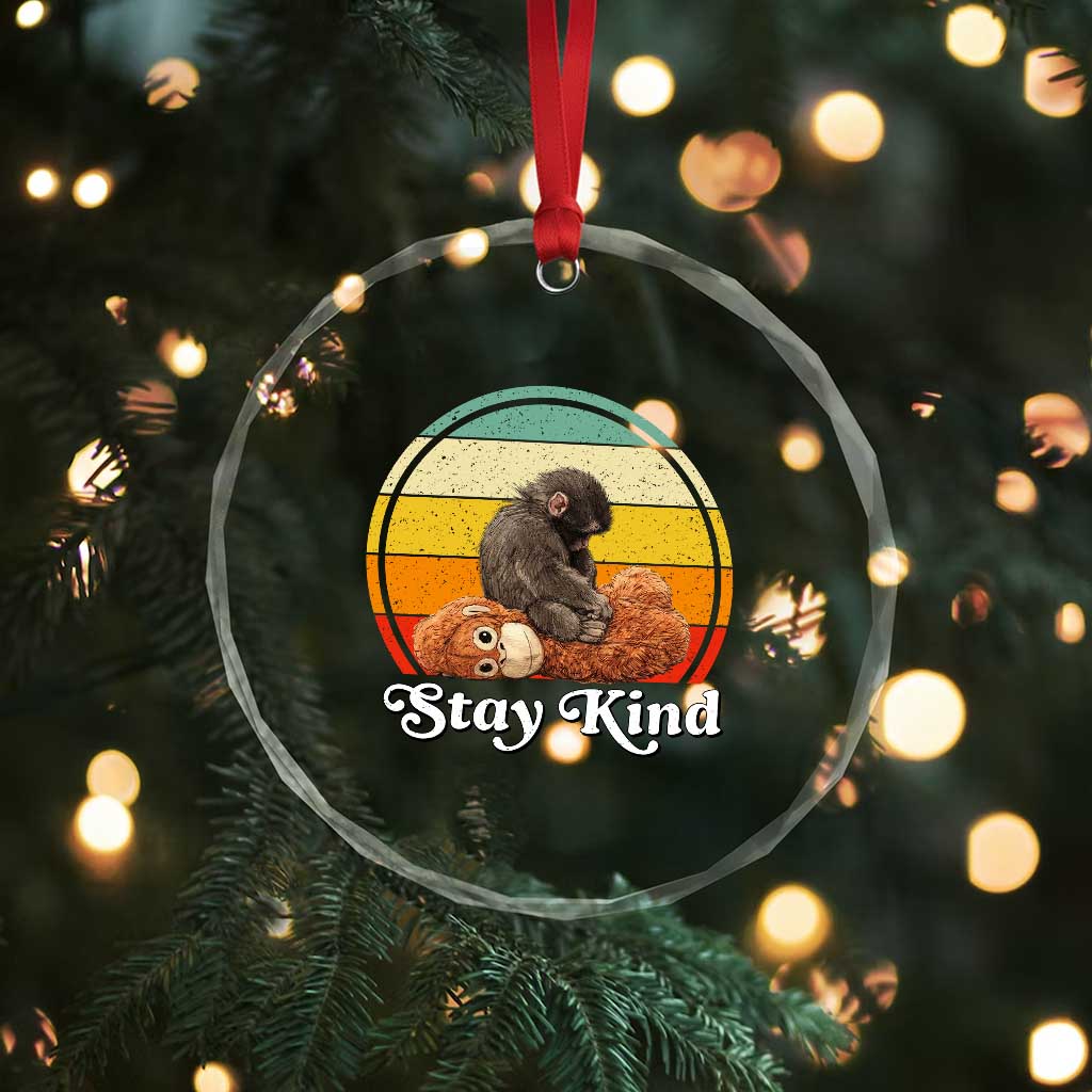Punch Mokey Crystal Glass Ornament Viral Trend Baby Monkey Stay Kind