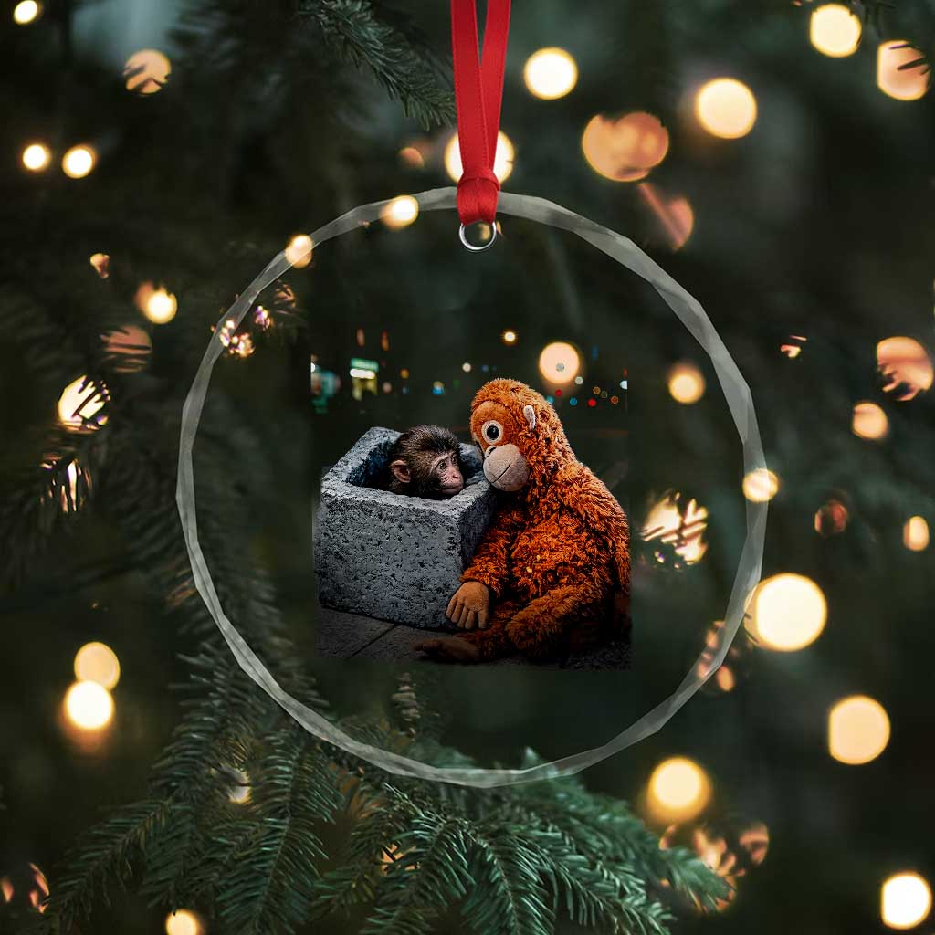 Punch Mokey Crystal Glass Ornament Viral Trend Baby Monkey Streets Meme