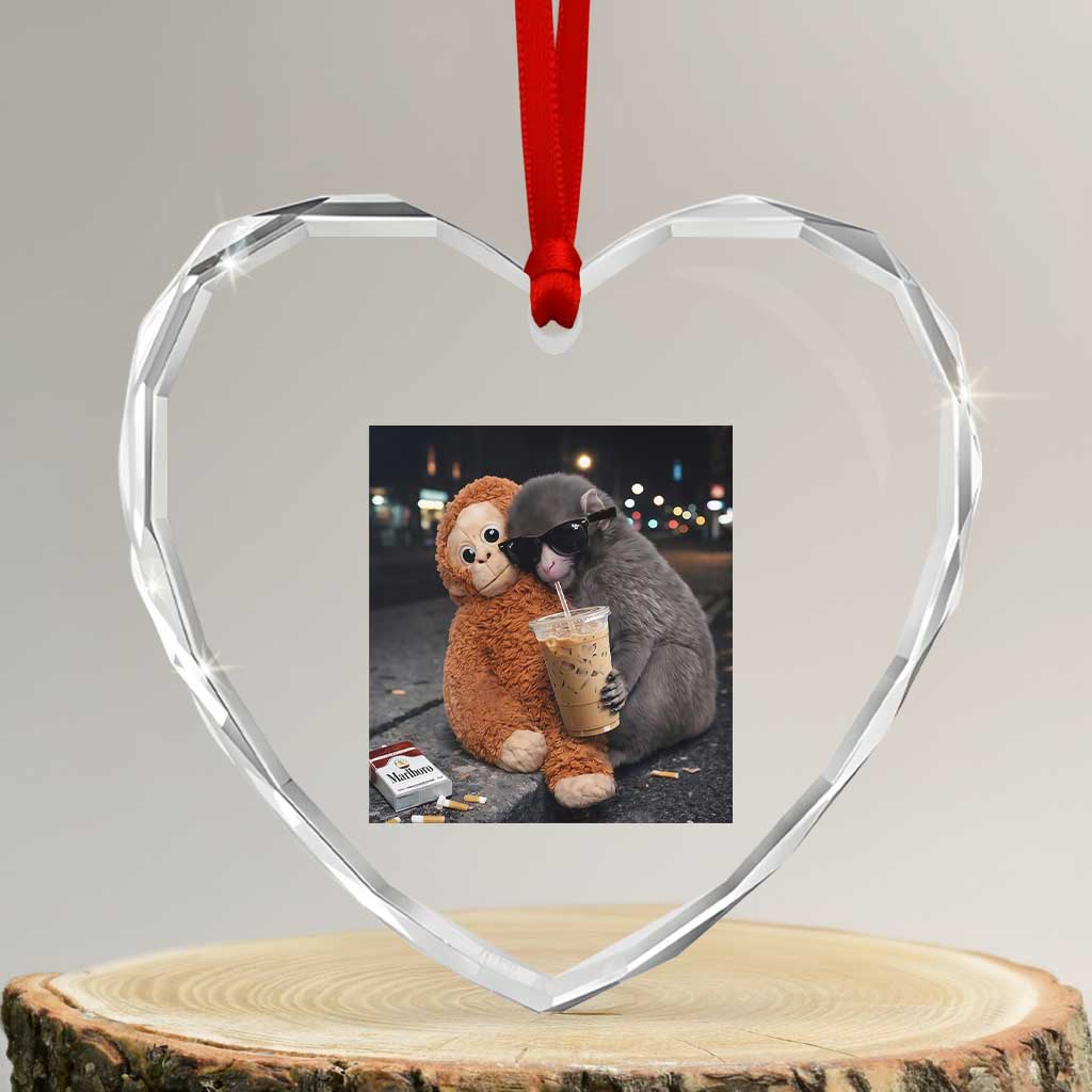 Punch Mokey Heart Crystal Glass Ornament Funny Drinking Diet Coke Sunglasses Street Meme