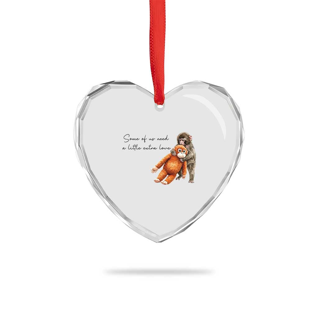 Punch Mokey Heart Crystal Glass Ornament Some Of Us Need a Little Extra Love