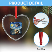 Punch Mokey Heart Crystal Glass Ornament Viral Baby Monkey Starry Night Van Gogh
