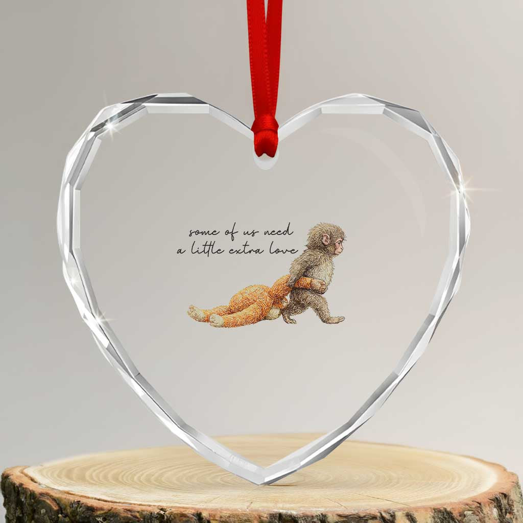 Punch Mokey Heart Crystal Glass Ornament Viral Trend Baby Monkey Meme