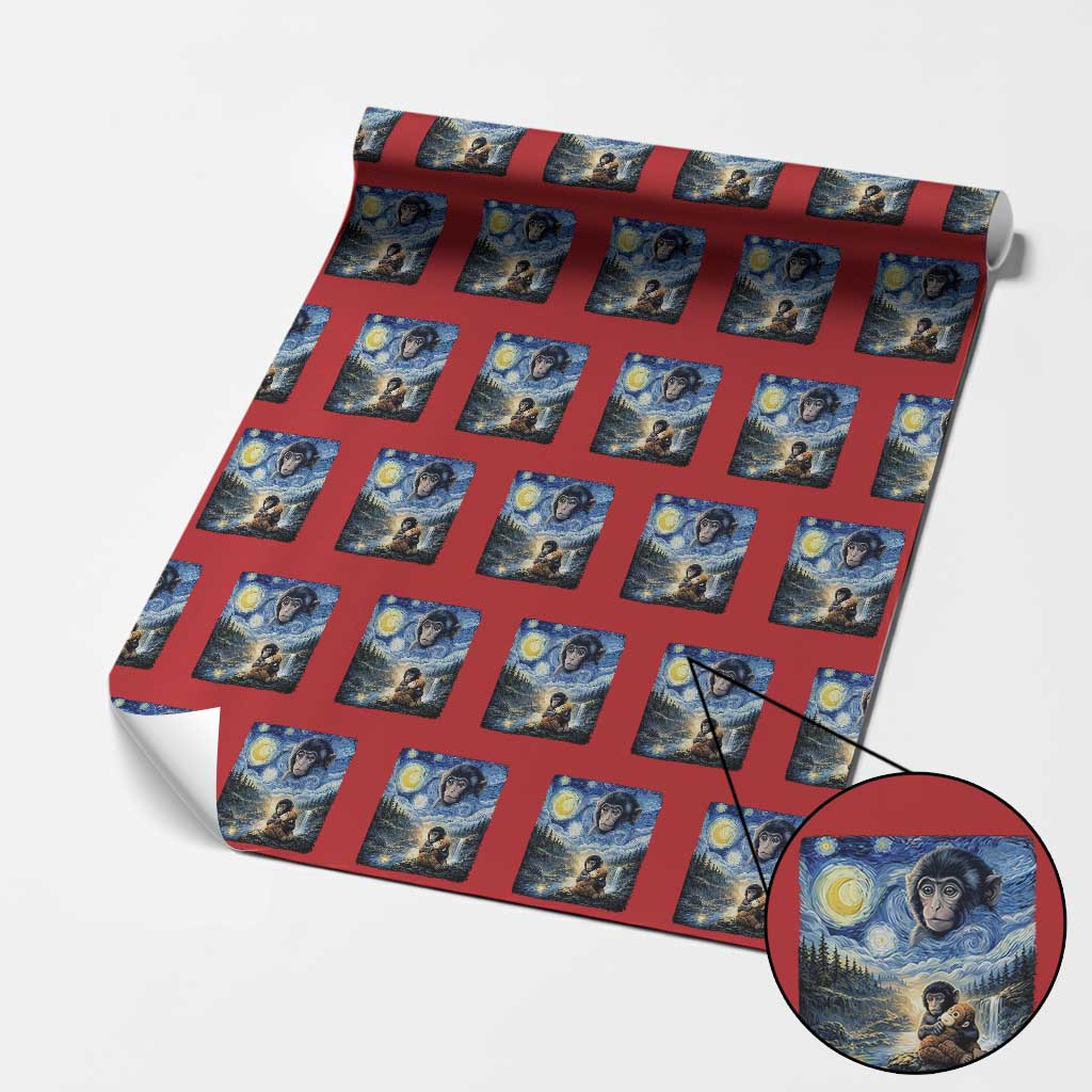 Punch Mokey Wrapping Paper Roll Viral Baby Monkey Starry Night Van Gogh