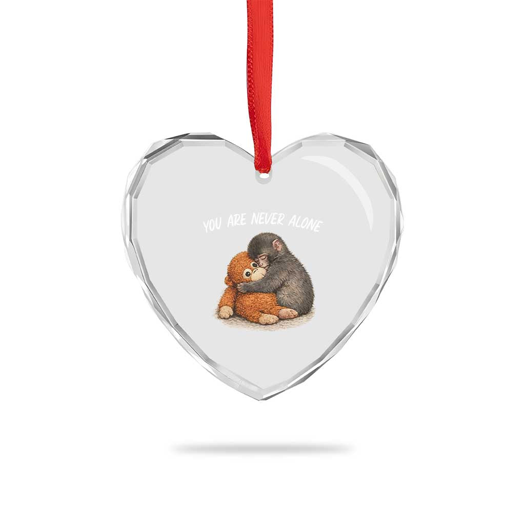 Punch Monkey Heart Crystal Glass Ornament You Are Never Alone Brave