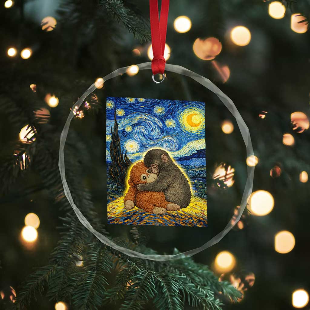 Punch Monkey Starry Night Viral Trend Crystal Glass Ornament