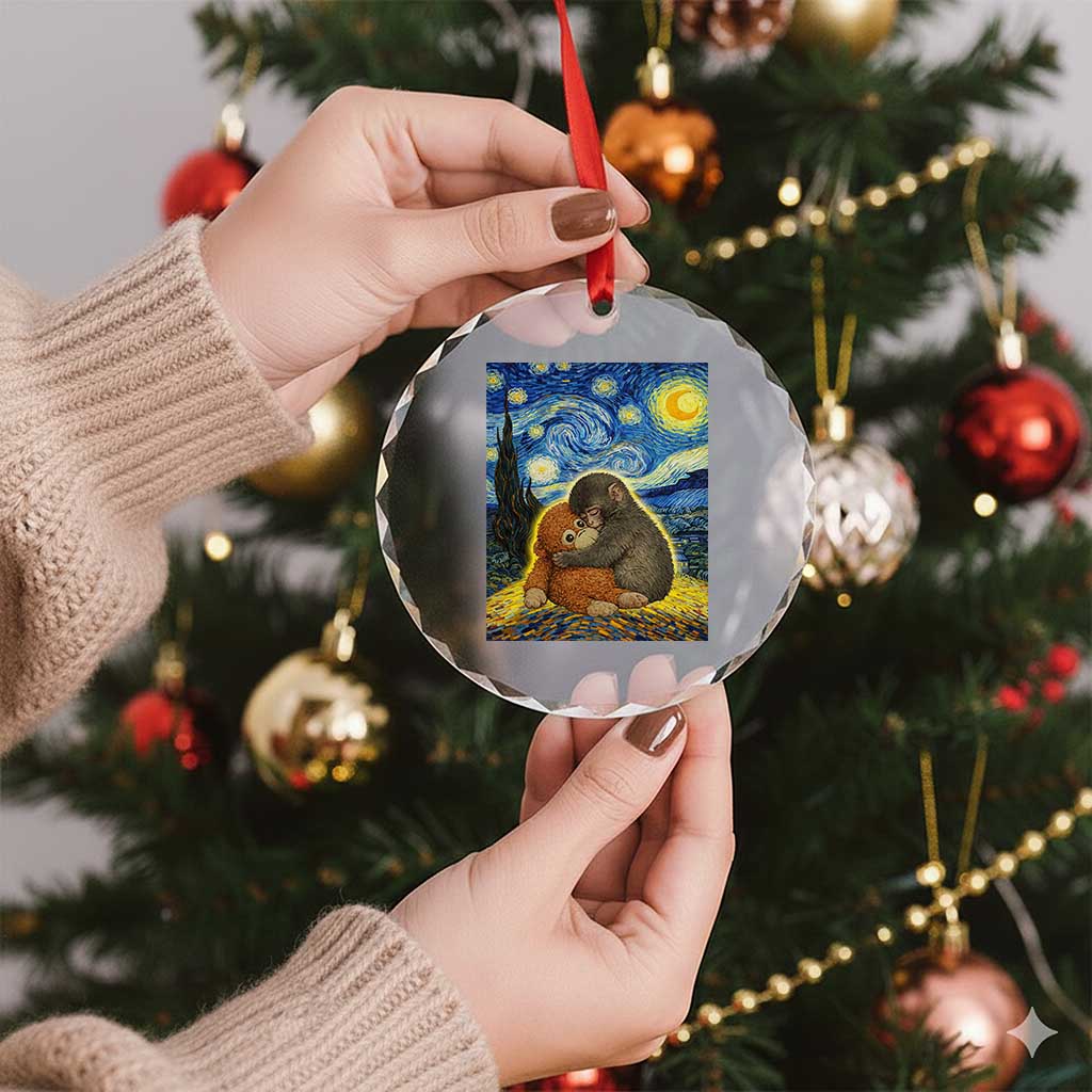 Punch Monkey Starry Night Viral Trend Crystal Glass Ornament