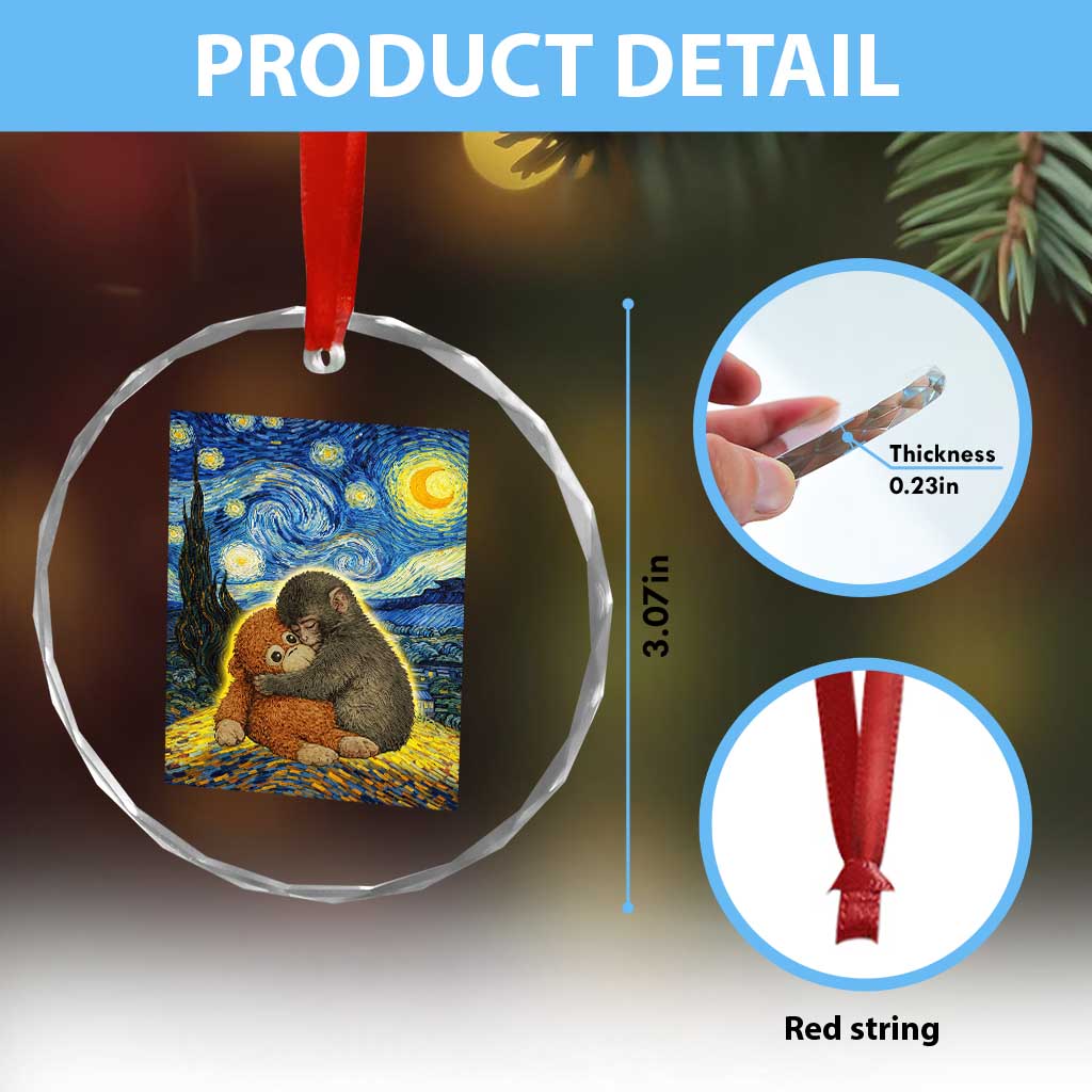 Punch Monkey Starry Night Viral Trend Crystal Glass Ornament