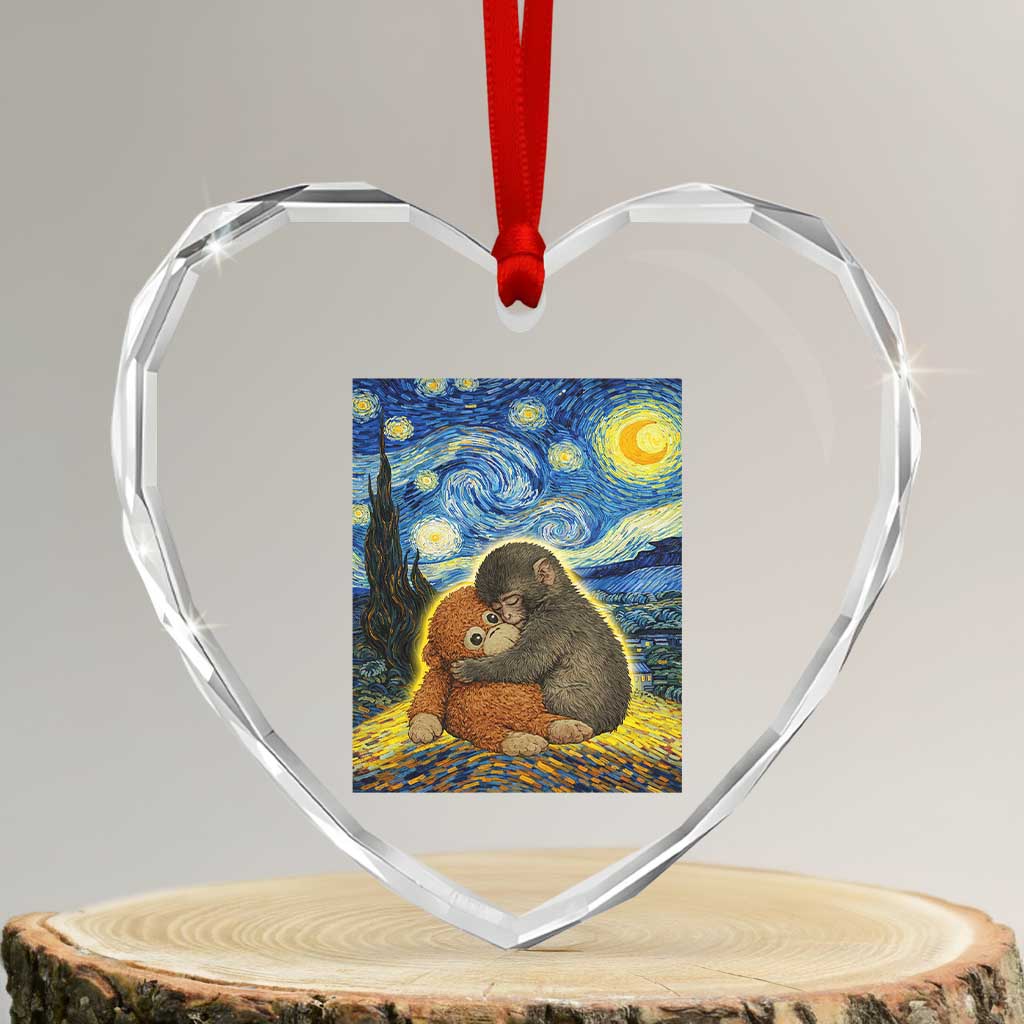 Punch Monkey Starry Night Viral Trend Heart Crystal Glass Ornament