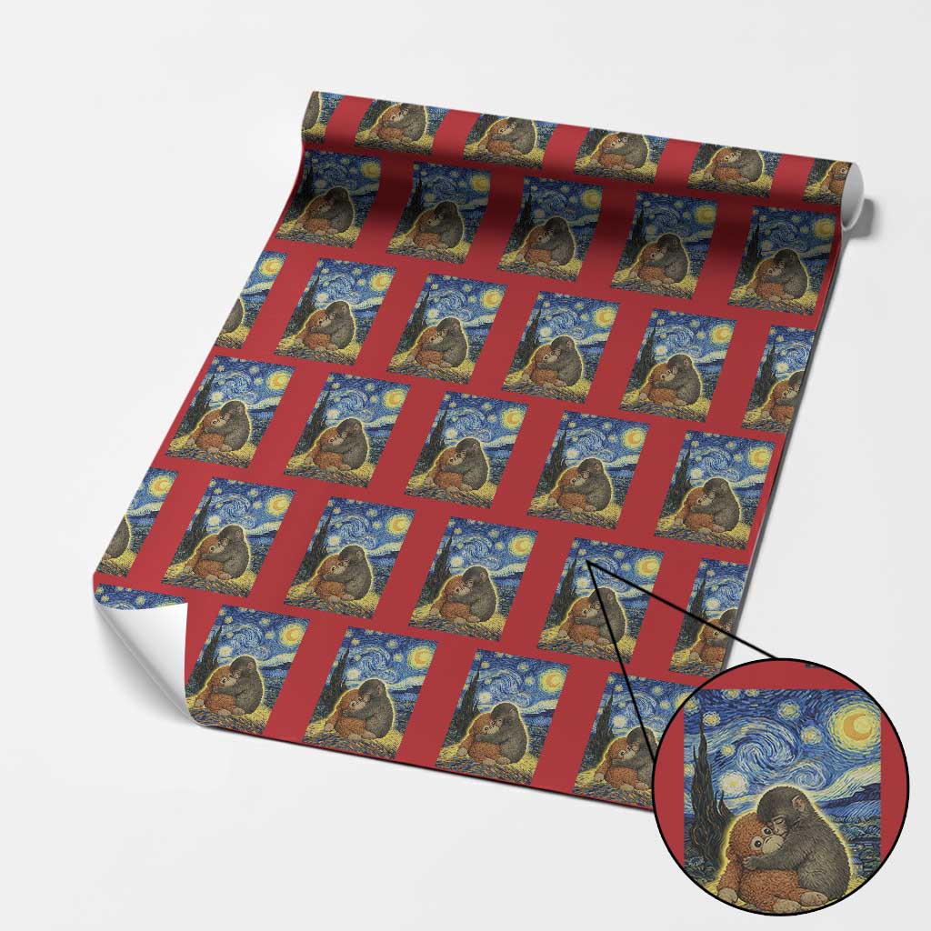 Punch Monkey Starry Night Viral Trend Wrapping Paper Roll