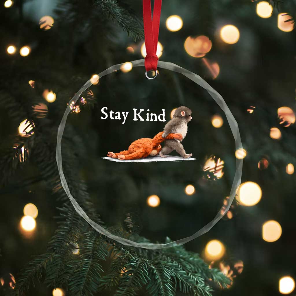 Punch Monkey Viral Trend Crystal Glass Ornament Stay Kind