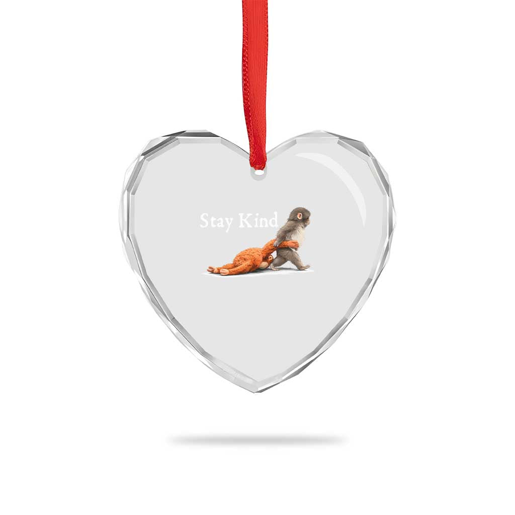 Punch Monkey Viral Trend Heart Crystal Glass Ornament Stay Kind