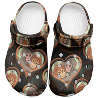 Punch The Monkey Clogs Shoes We Love You Seamless Heart Style Black