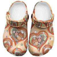 Punch The Monkey Clogs Shoes We Love You Seamless Heart Style Orange