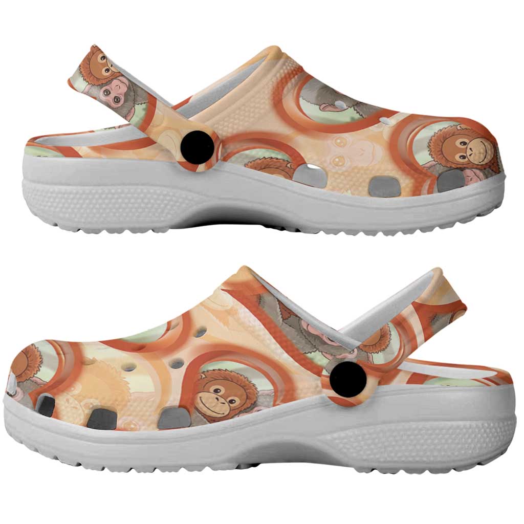 Punch The Monkey Clogs Shoes We Love You Seamless Heart Style Orange