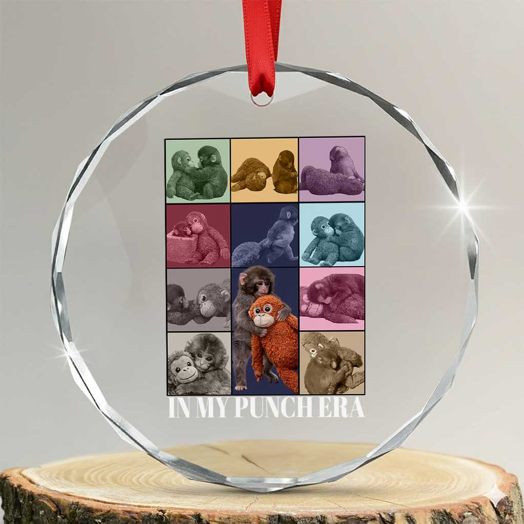 Punch The Monkey Crystal Glass Ornament In My Punch Era Baby Monkey Hugging Plush