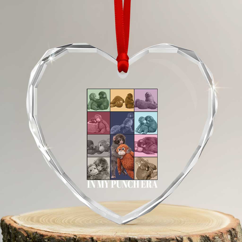 Punch The Monkey Heart Crystal Glass Ornament In My Punch Era Baby Monkey Hugging Plush