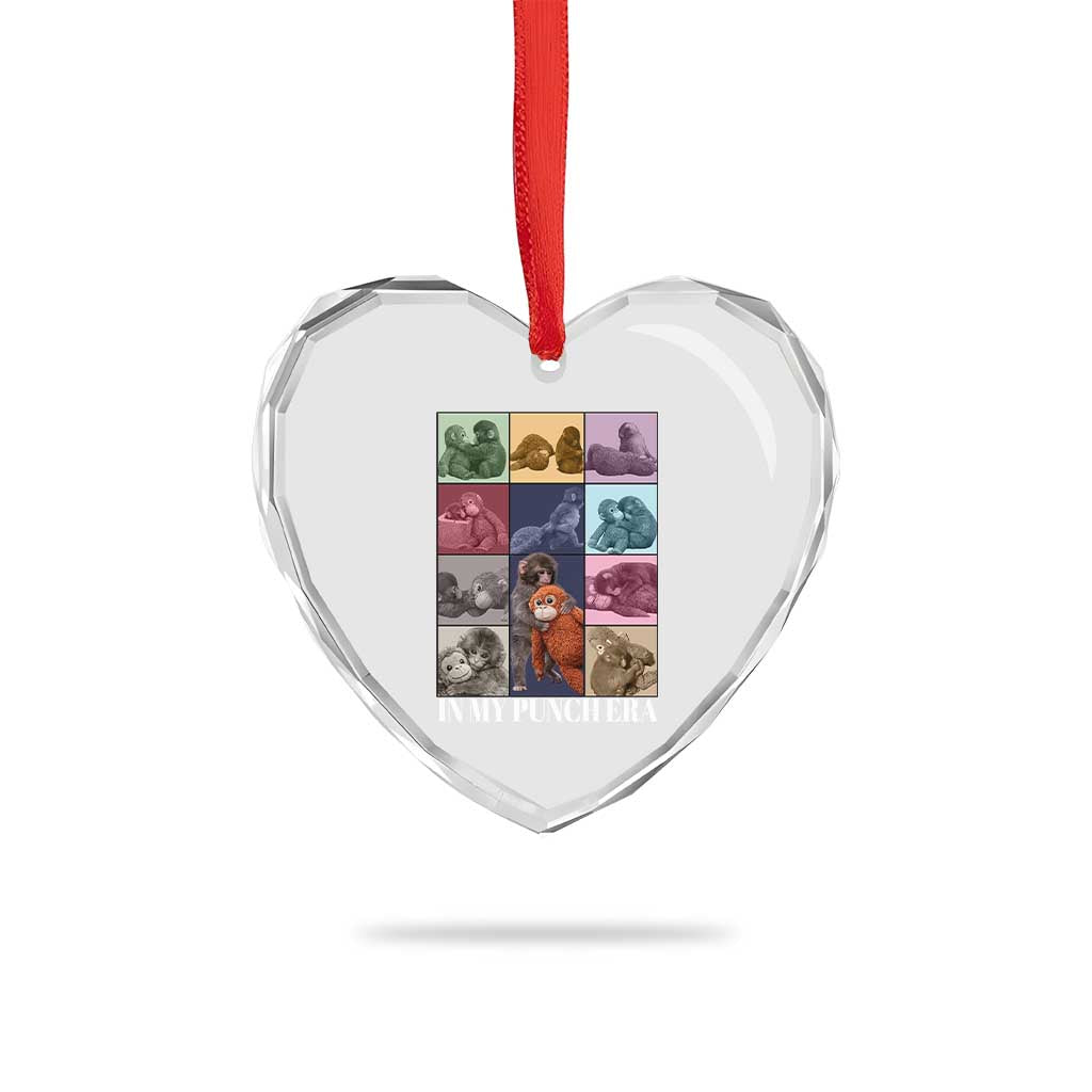 Punch The Monkey Heart Crystal Glass Ornament In My Punch Era Baby Monkey Hugging Plush