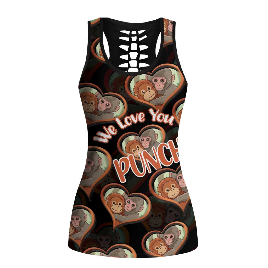 Punch The Monkey Hollow Tank Top We Love You Seamless Heart Style Black