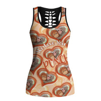 Punch The Monkey Hollow Tank Top We Love You Seamless Heart Style Orange