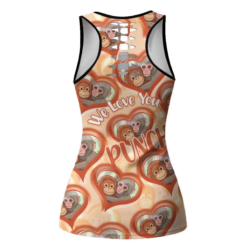 Punch The Monkey Hollow Tank Top We Love You Seamless Heart Style Orange
