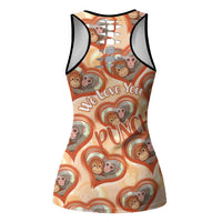 Punch The Monkey Hollow Tank Top We Love You Seamless Heart Style Orange