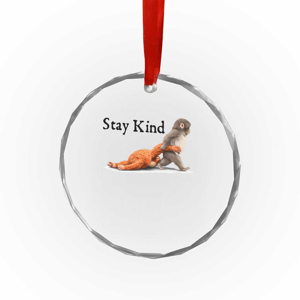 Punch The Monkey Meme Crystal Glass Ornament Stay Kind