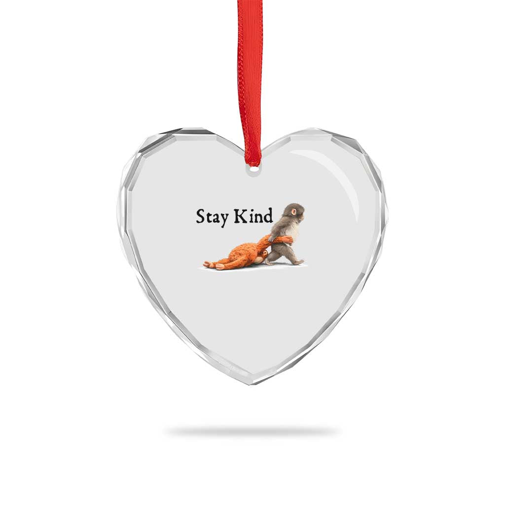Punch The Monkey Meme Heart Crystal Glass Ornament Stay Kind