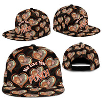 Punch The Monkey Snapback Cap We Love You Seamless Heart Style Black