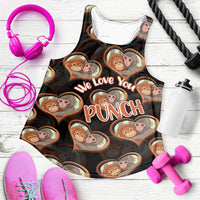 Punch The Monkey Women Racerback Tank We Love You Seamless Heart Style Black