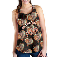 Punch The Monkey Women Racerback Tank We Love You Seamless Heart Style Black