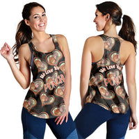 Punch The Monkey Women Racerback Tank We Love You Seamless Heart Style Black