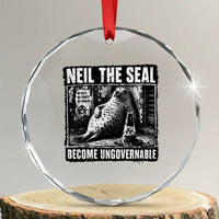 Punk Rock Neil the Seal Become Ungovernable Poster Style Crystal Glass Ornament Funny Viral Chaotic Elephant Seal Traffic Cone Meme