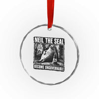 Punk Rock Neil the Seal Become Ungovernable Poster Style Crystal Glass Ornament Funny Viral Chaotic Elephant Seal Traffic Cone Meme