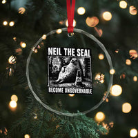 Punk Rock Neil the Seal Become Ungovernable Poster Style Crystal Glass Ornament Funny Viral Chaotic Elephant Seal Traffic Cone Meme