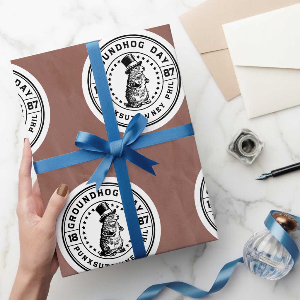 Punxsutawney Phil Groundhog Day Wrapping Paper Roll Funny Woodchuck Day 1887