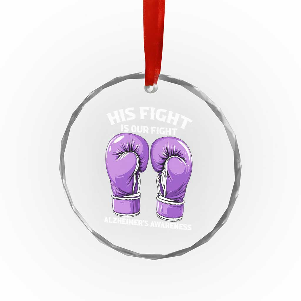 Purple Boxing Gloves Alzheimers Support Crystal Glass Ornament His Fight Our Fight