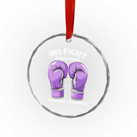 Purple Boxing Gloves Alzheimers Support Crystal Glass Ornament His Fight Our Fight