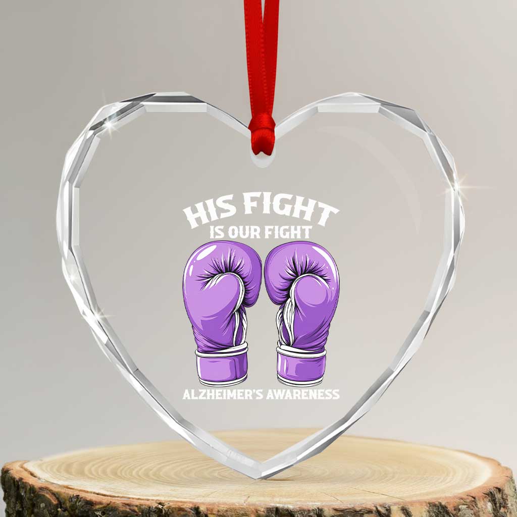 Purple Boxing Gloves Alzheimers Support Heart Crystal Glass Ornament His Fight Our Fight