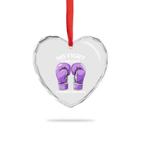 Purple Boxing Gloves Alzheimers Support Heart Crystal Glass Ornament His Fight Our Fight